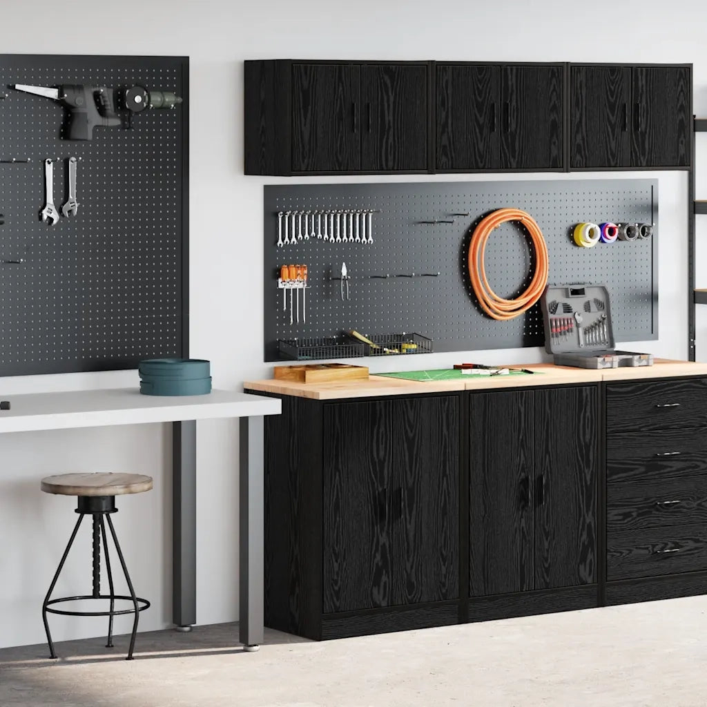Armadi da Garage 2 pz Neri in Legno Multistrato 3328306