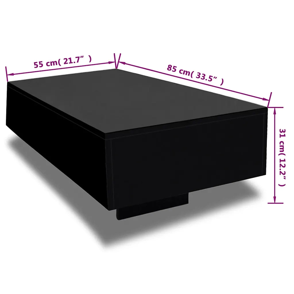 Tavolino da Salotto-Tavolino da soggiorno Nero Lucido 659608