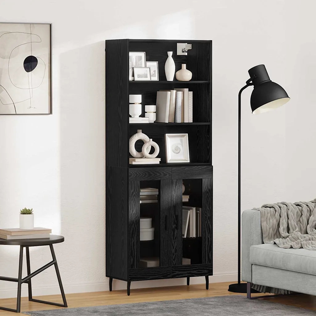 Credenza Rovere Nero 69,5 x 34 x 180 cm
