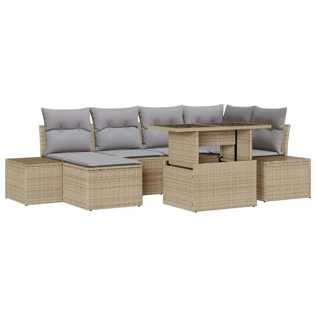 Set Divano da Giardino con cuscino 7 pcs beige e grigio chiaro 3349216