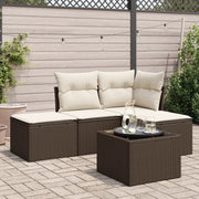 Set Divano da Giardino 5 pz con Cuscini Marrone in Polyrattan 3217493