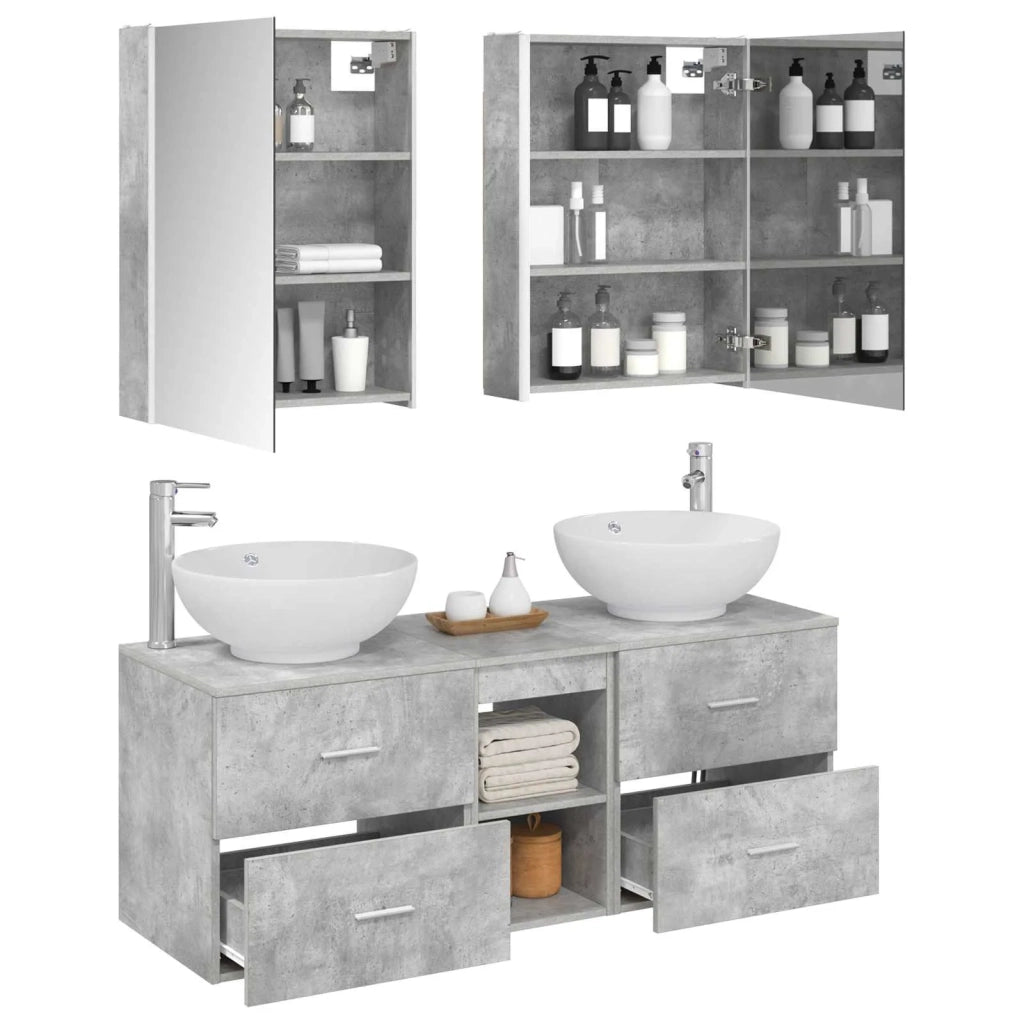 Set di mobili per il bagno 5 pz Grigio Cemento 3406970