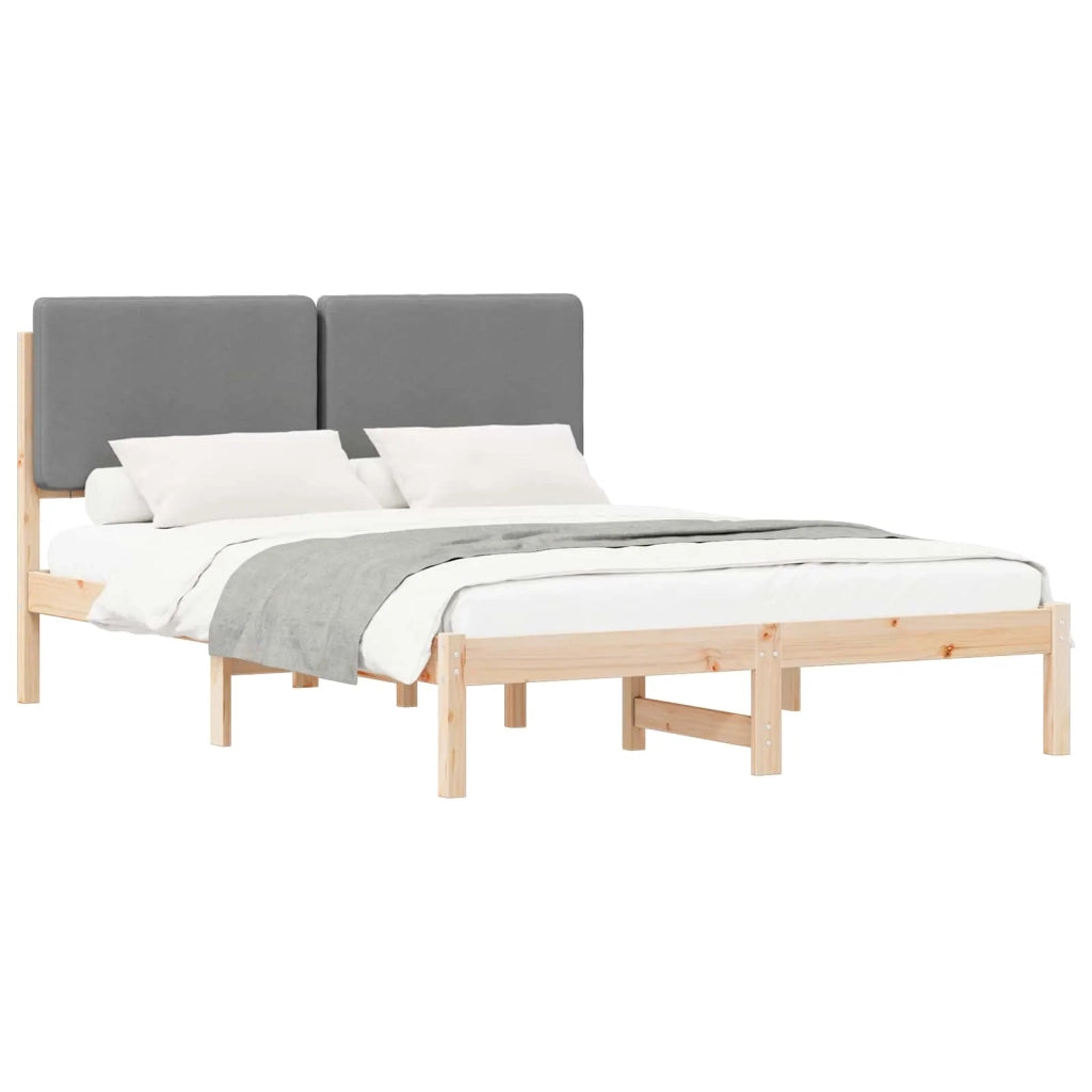 Letto con Testiera Rivestita Grigio chiaro 140 x 190 cm 877914