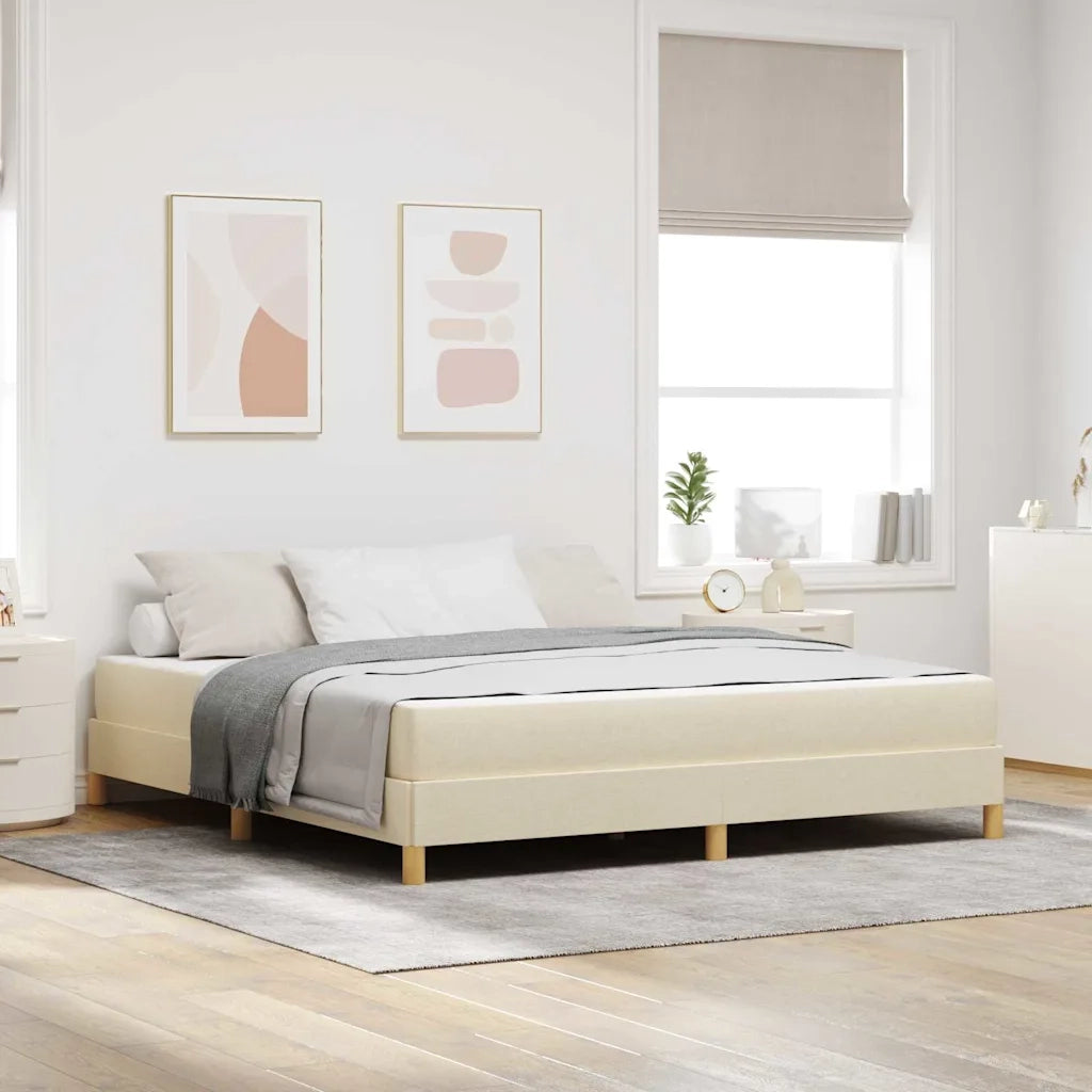 Letto a molle con materasso Crema 180 x 200 cm Tessuto