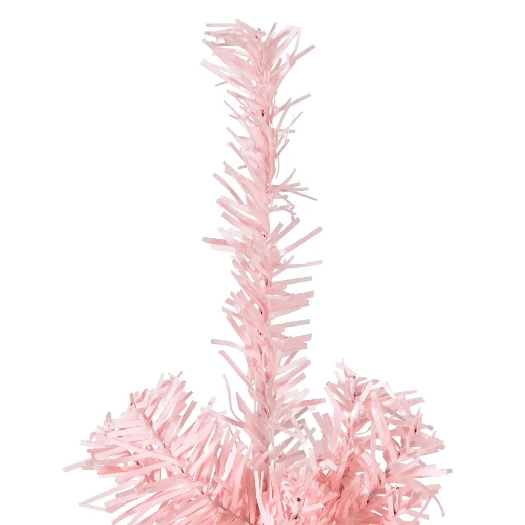 Albero Natale Artificiale Sottile a Met¨¤ e Supporto-Albero Natalizio Rosa 240 cm