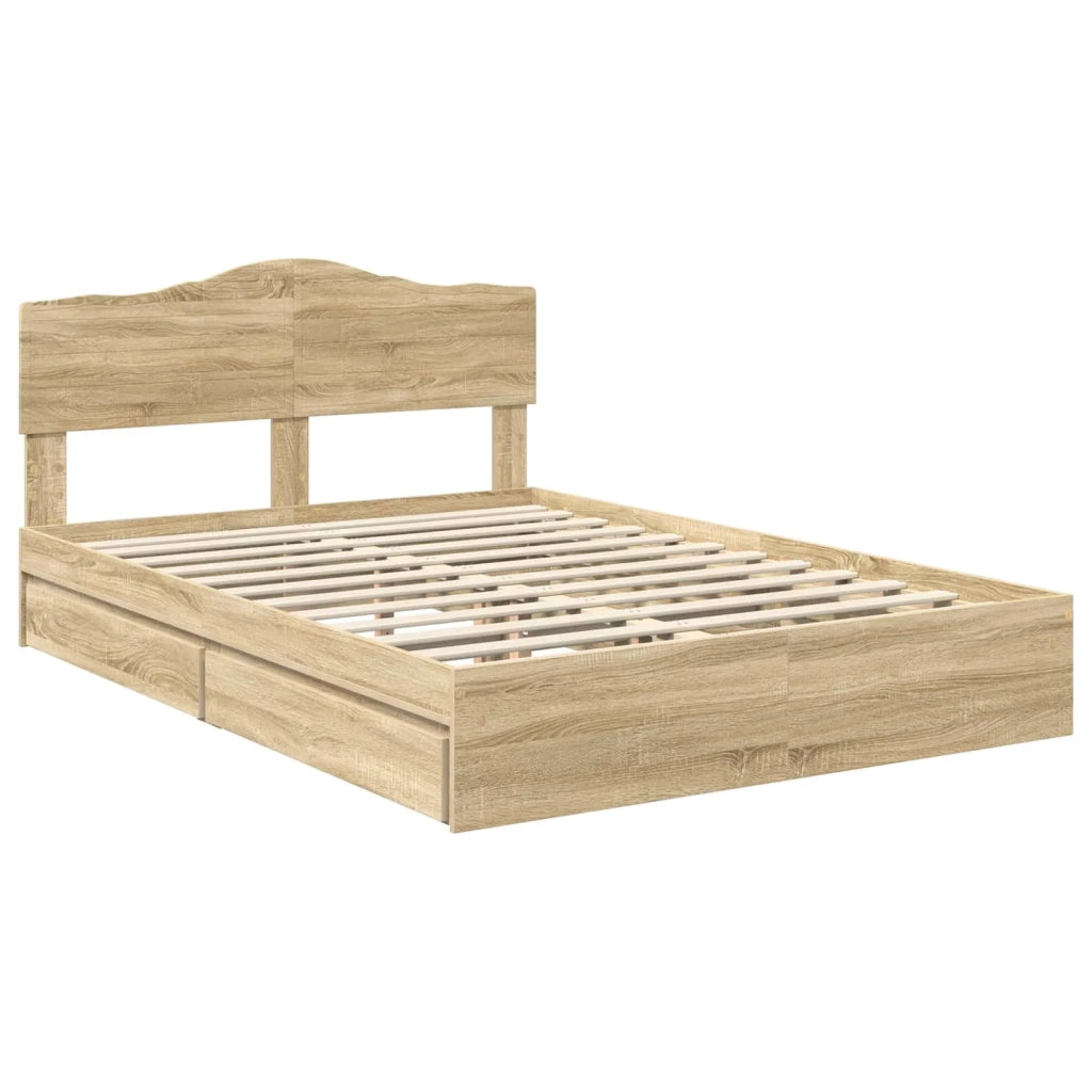 Letto con Contenitore con testiera Rovere Sonoma 140 x 200 cm 3413091