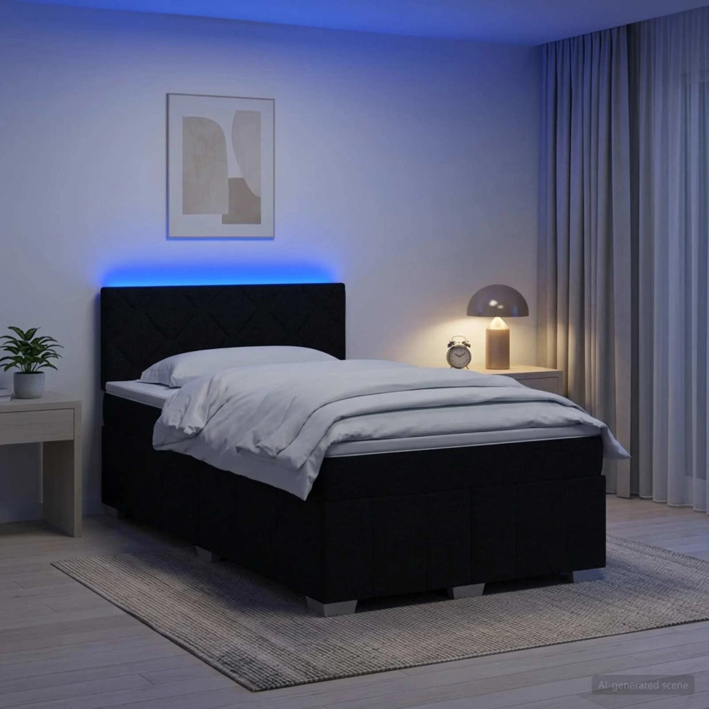Letto box spring con materasso Nero 120 x 190 cm Tessuto 3452637