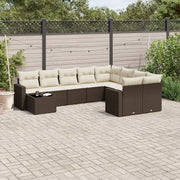Set Divani da Giardino 10pz con Cuscini in Polyrattan Marrone 3219453