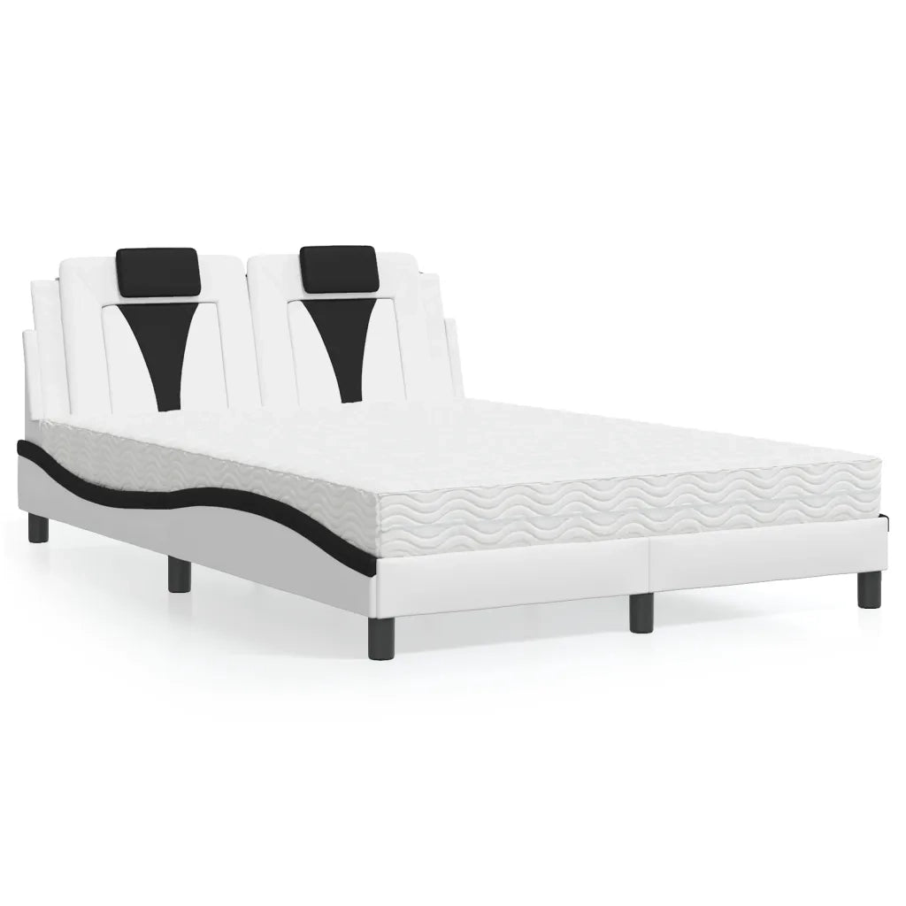 Letto Viana con Materasso Bianco e Nero 140x200 cm in Similpelle