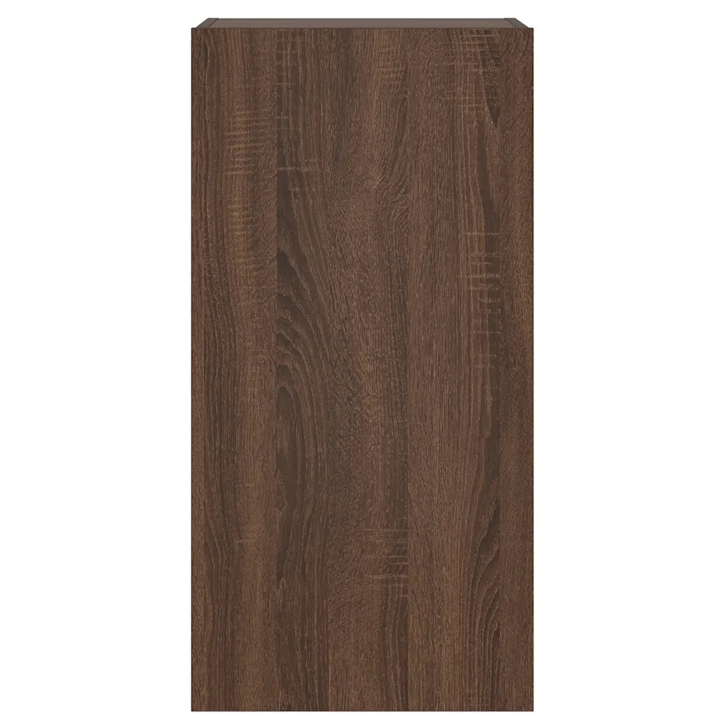 Mobile TV a Parete con Luci LED-Mobile TV a Muro Rovere Marrone 40,5x35x80 cm