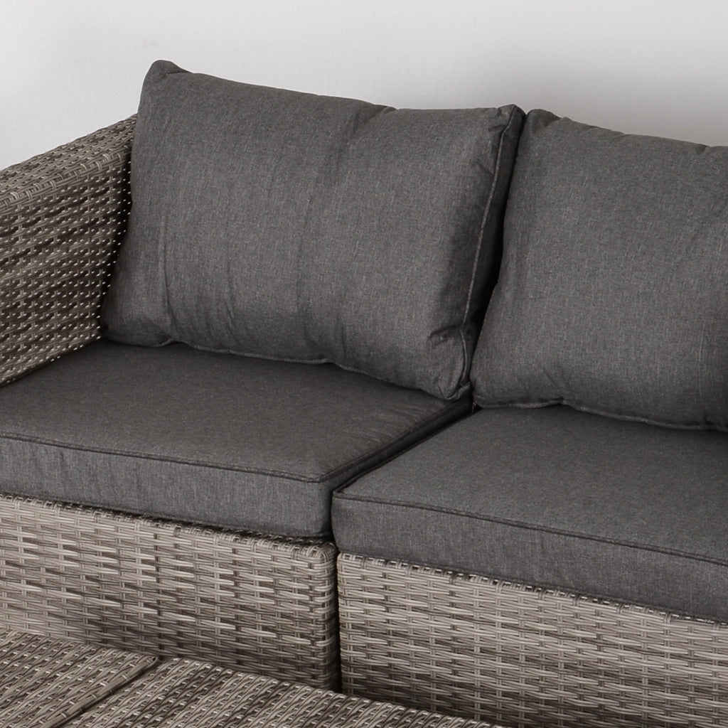 Set Salotto da Giardino 8 Pezzi ¨C Xylo ¨C Polyrattan Grigio con Poltrone Tavolini Sgabelli Salvaspazio