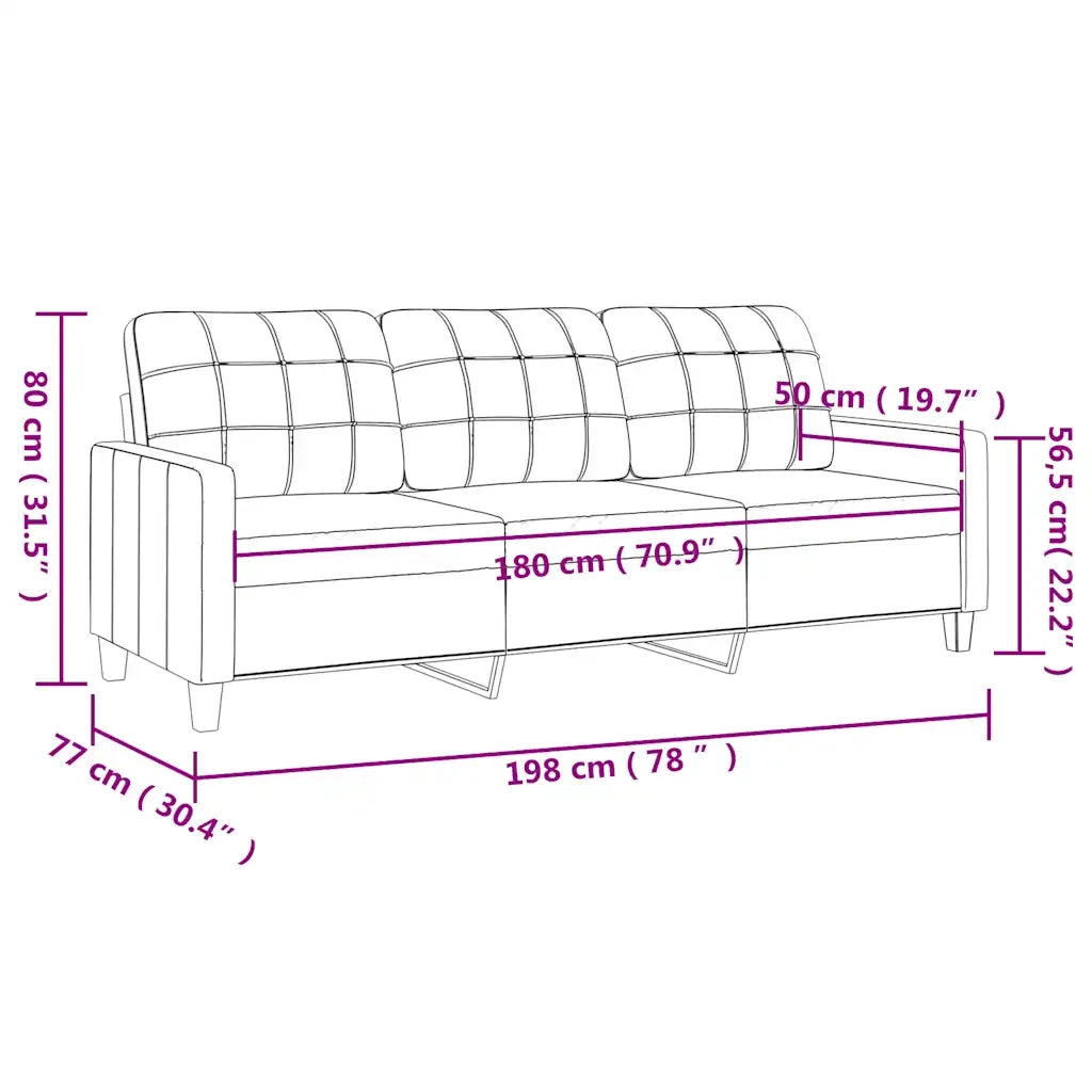 Divano a 3 Posti-Sofa 3 Posti Grigio 180 cm in Similpelle 763643