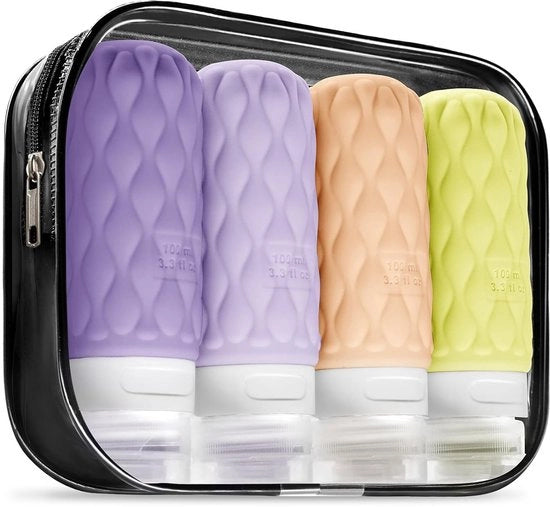 Set di flussi per viaggio in silicone - inerte - 4 pezzi - 100 ml