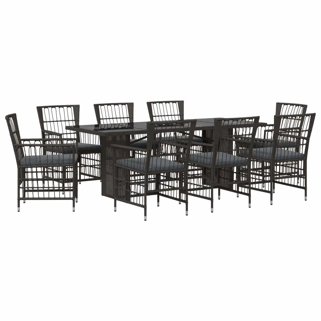 Set da pranzo per esterni 9 pz Nero polyrattan 3448949