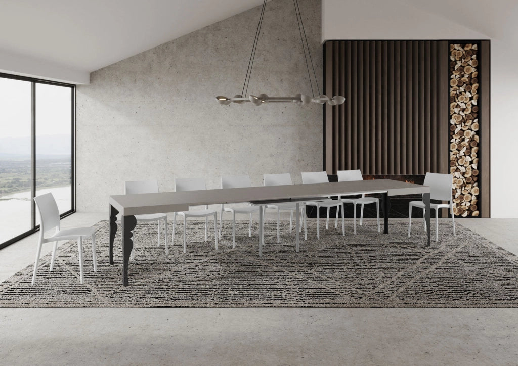 Tavolo allungabile 120/204x80 cm Paxon cashmere gambe antracite