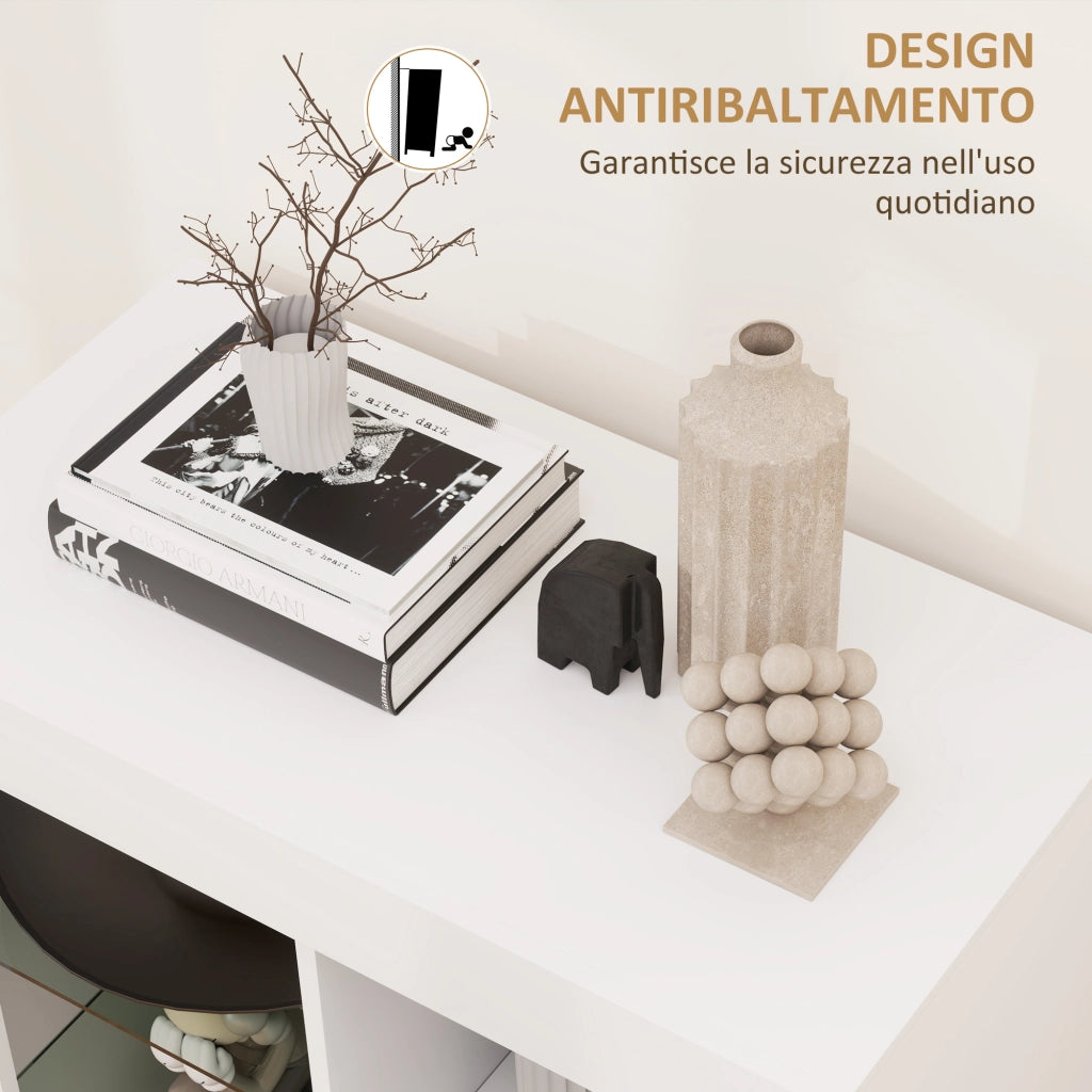 Mobile Contenitore a LED con Ripiani e Armadietto ¨C zephmum ¨C Legno e Vetro, Bianco, 75x40.1x83 cm