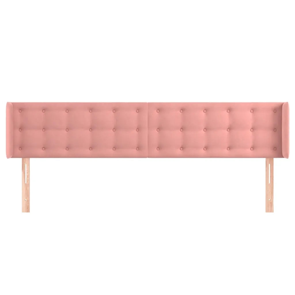 Testiera ad Orecchio-Testata con Orecchie Rosa 163x16x78/88 cm in Velluto 910498