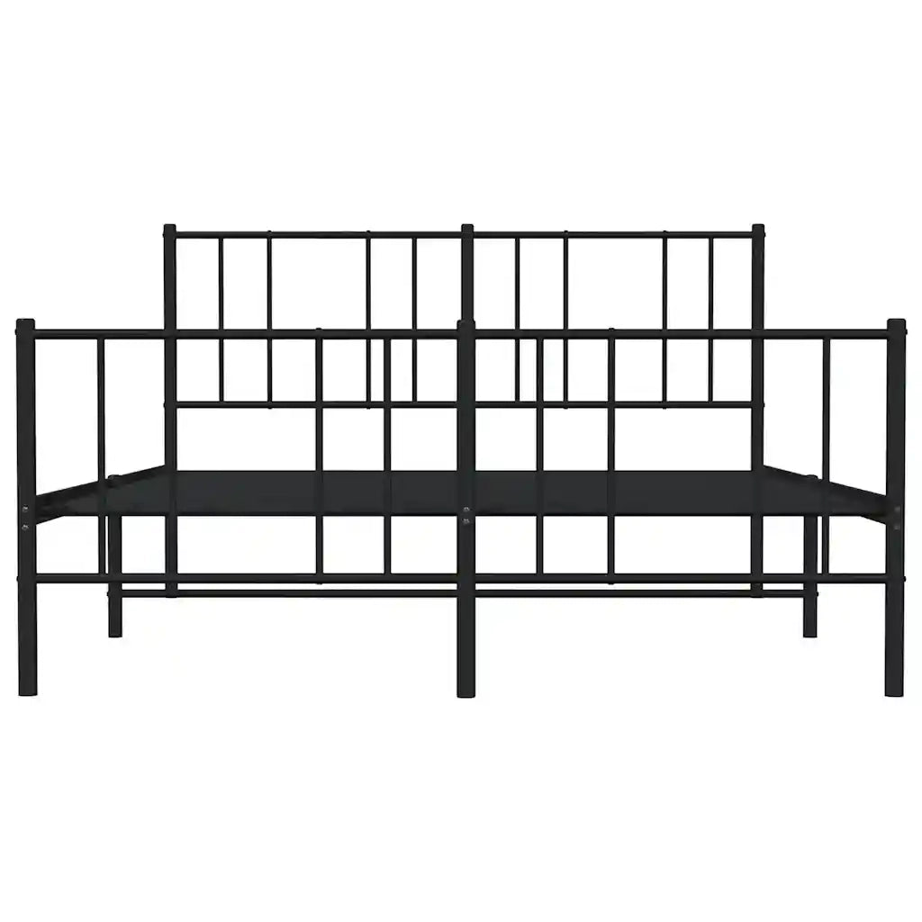 Letto matrimoniale | Letto per adulti | Giroletto con Testiera e Pediera Metallo Nero 150x200 cm