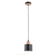 Lampada sospensione industriale nera/legno IVO E27 Alfa