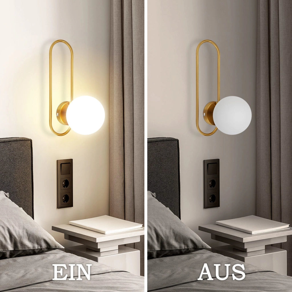 ZMH Applique da parete per interni in vetro dorato E14 per camera da letto e scale