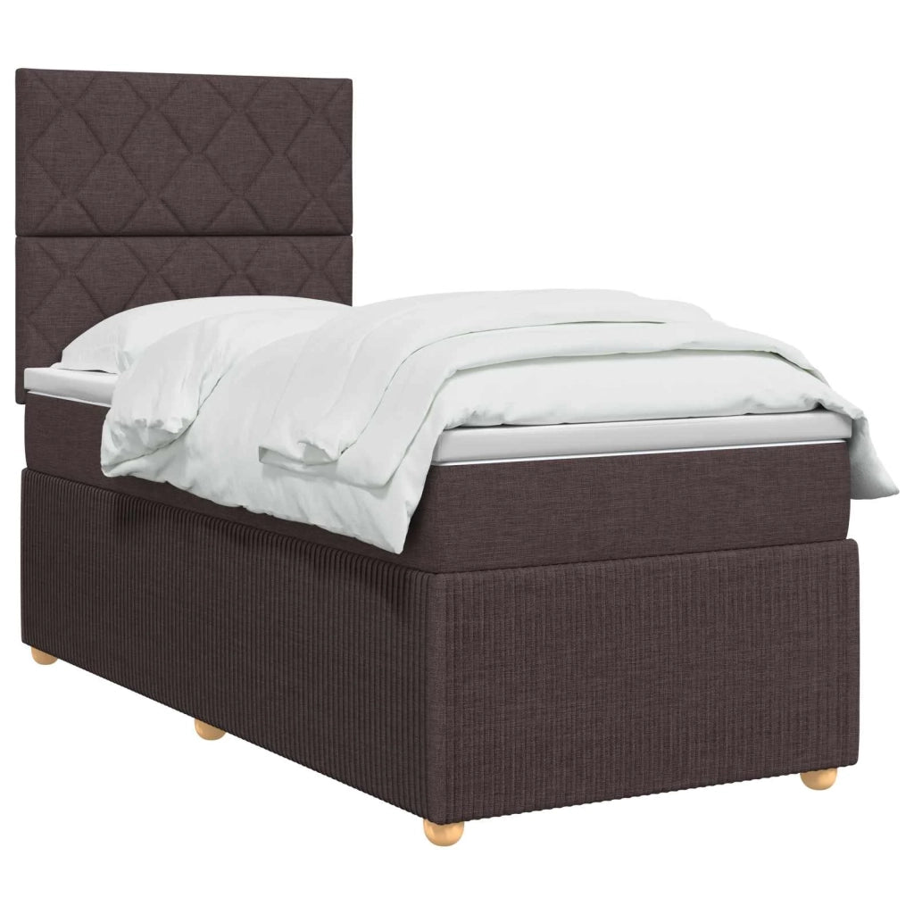 Letto box spring con materasso Marrone Scuro 100 x 200 cm 3454336