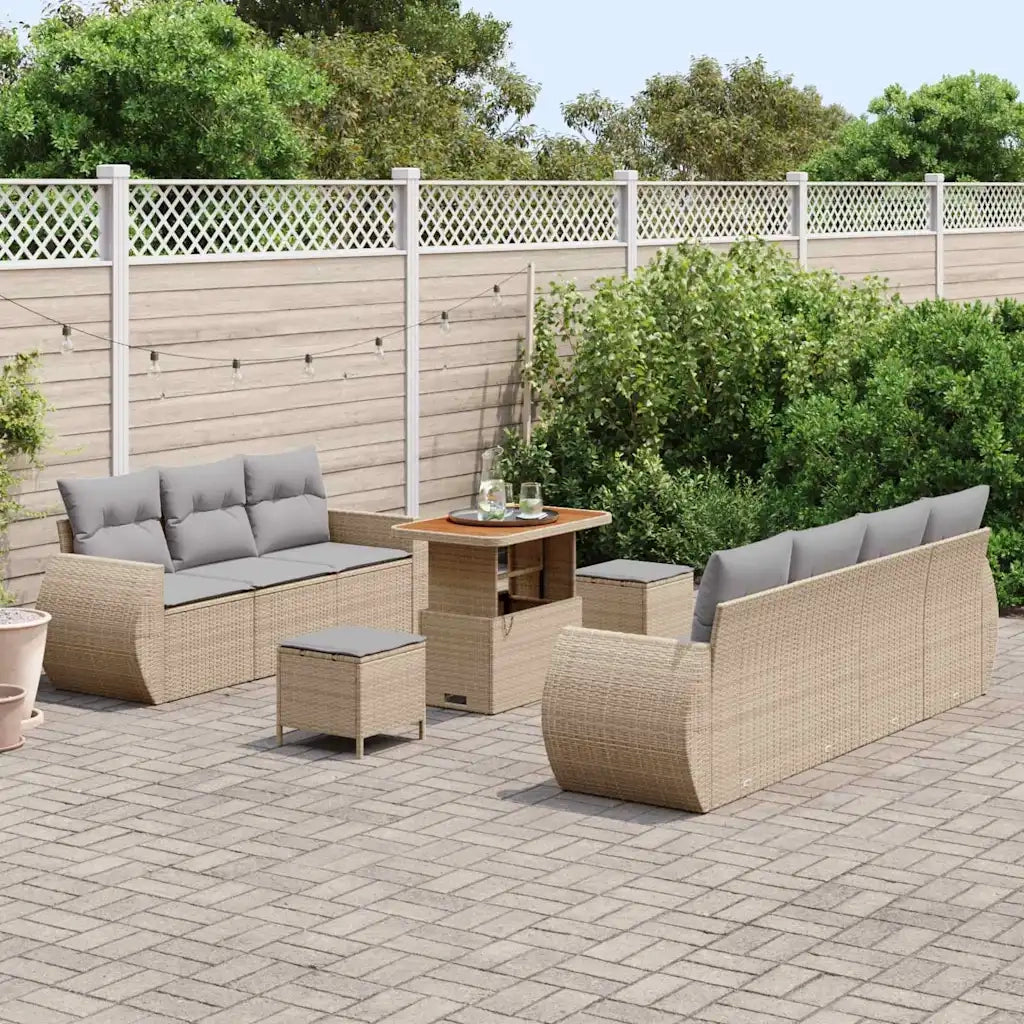 Set Divano da Giardino 10 pcs Beige e Grigio Chiaro polyrattan 3363792