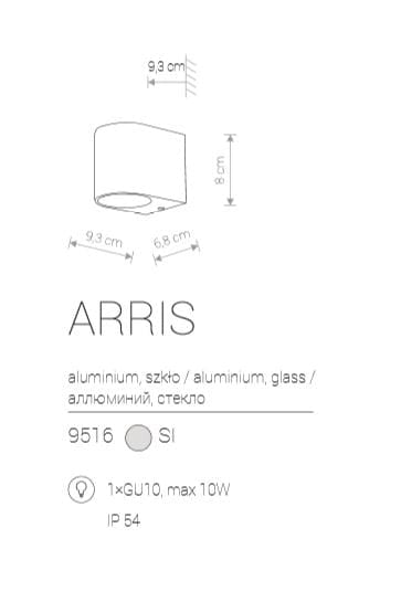 Nowodvorski Arris applique esterna GU10 argento IP54