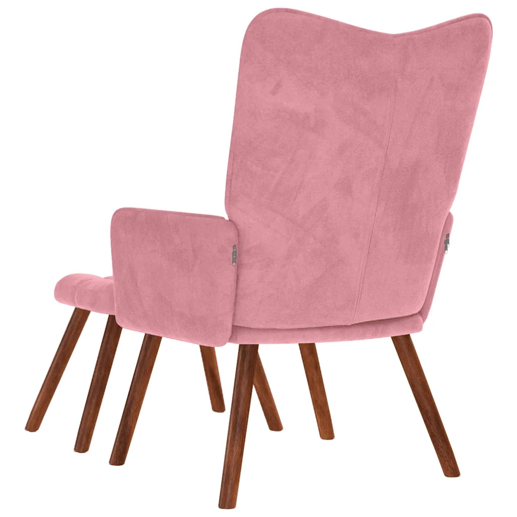Poltrona Relax con Poggiapiedi Rosa in Velluto 4016825
