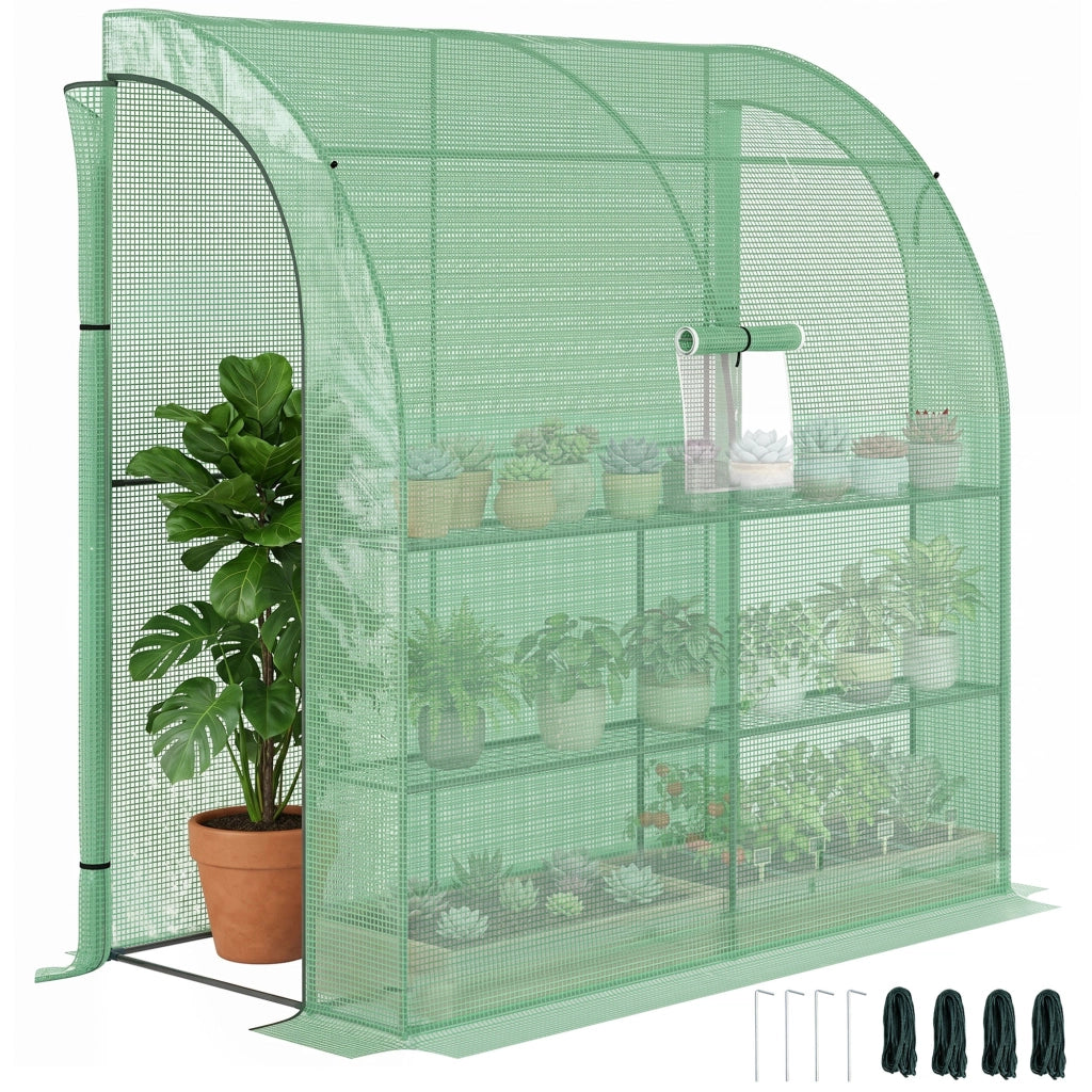 Serra da Giardino con 2 Ripiani ¨C Xylo ¨C Acciaio e PE Verde 200x100x215 cm