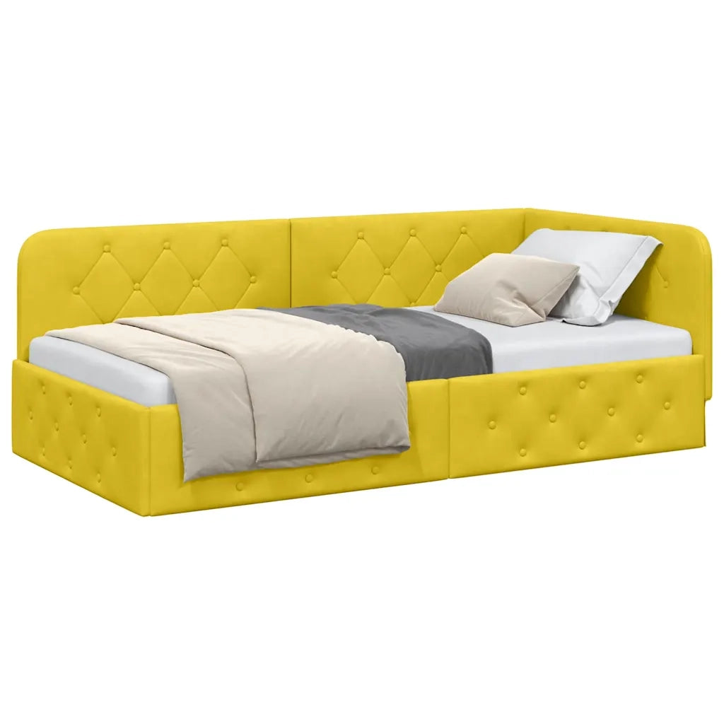 Cornice del letto ad angolo Giallo 90 x 190 cm Velluto 42016529