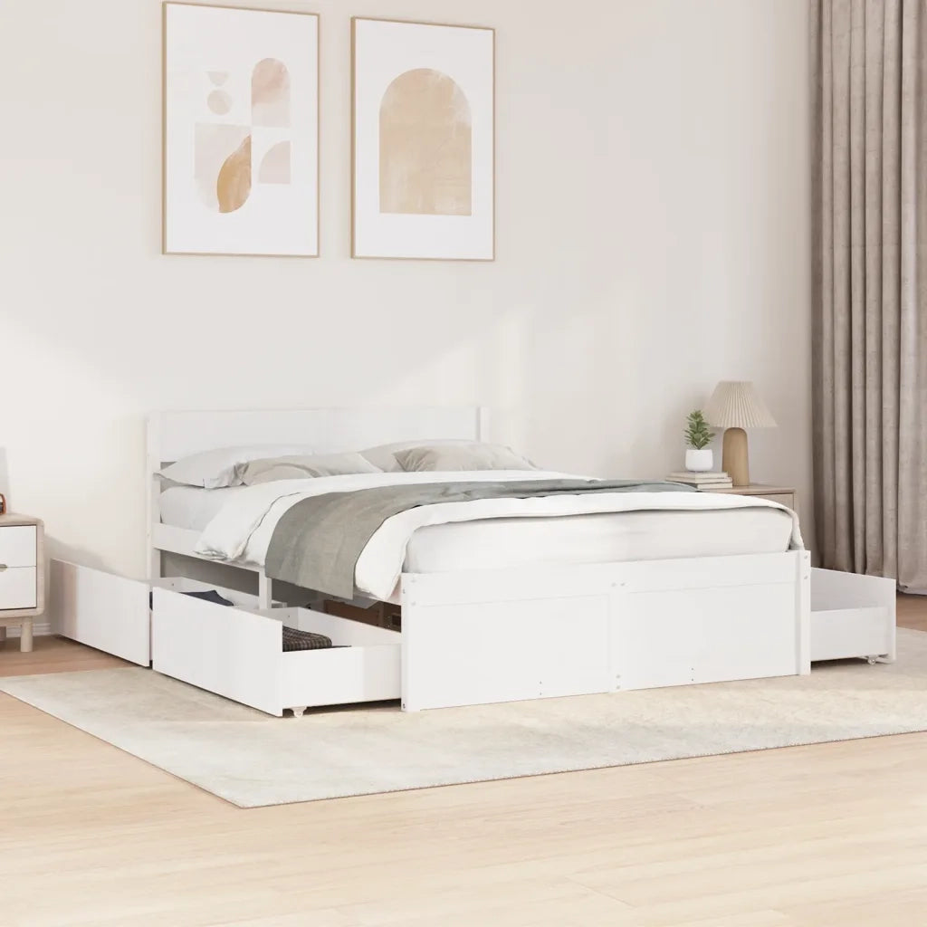 Letto senza Materasso Bianco 120x200 cm Legno Massello di Pino