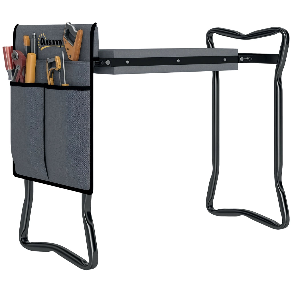 Sgabello da Giardino Pieghevole con Cuscinetti ¨C Minimal ¨C Grigio 58x28x49 cm