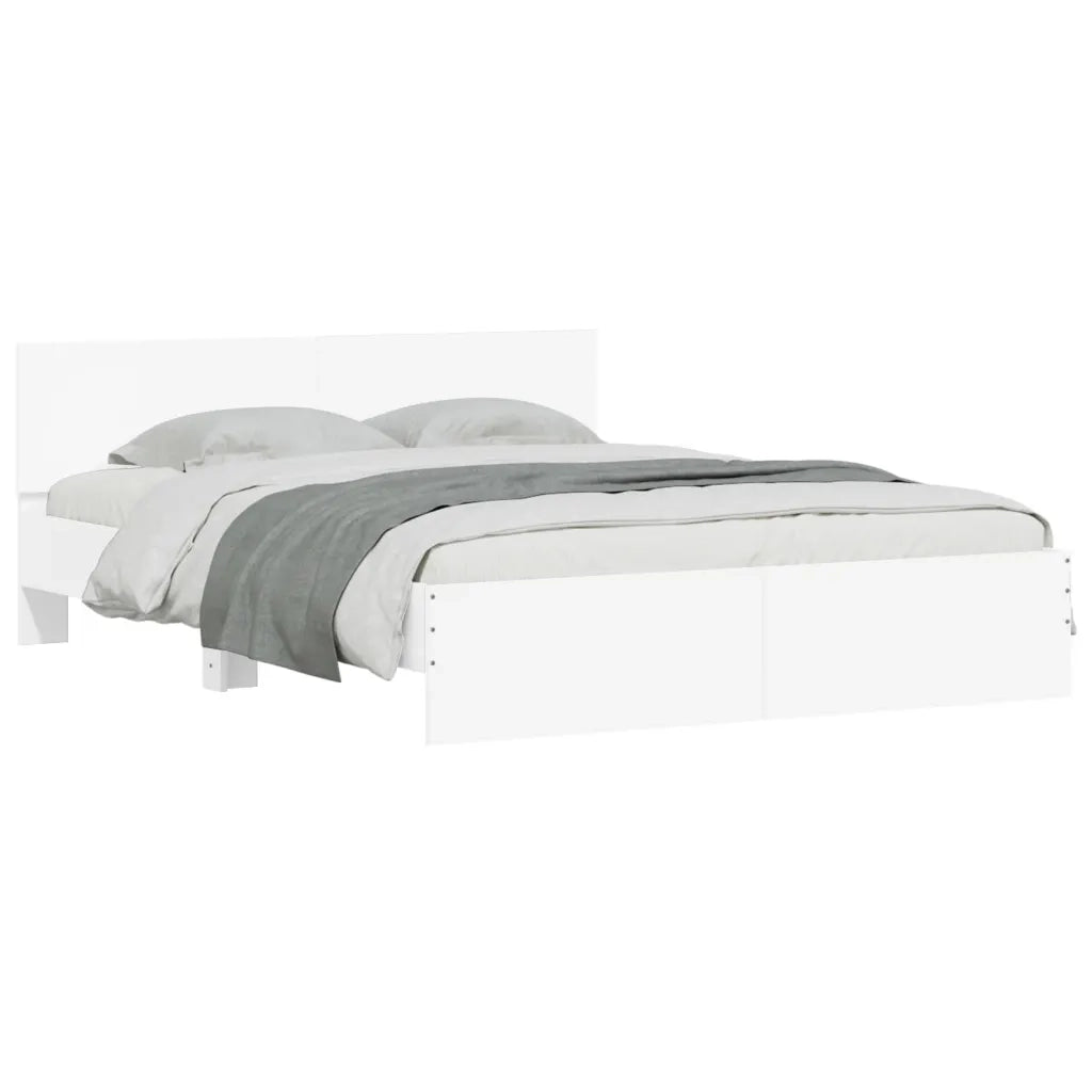 Letto matrimoniale | Letto per adulti | Giroletto con Testiera Bianco 150x200 cm