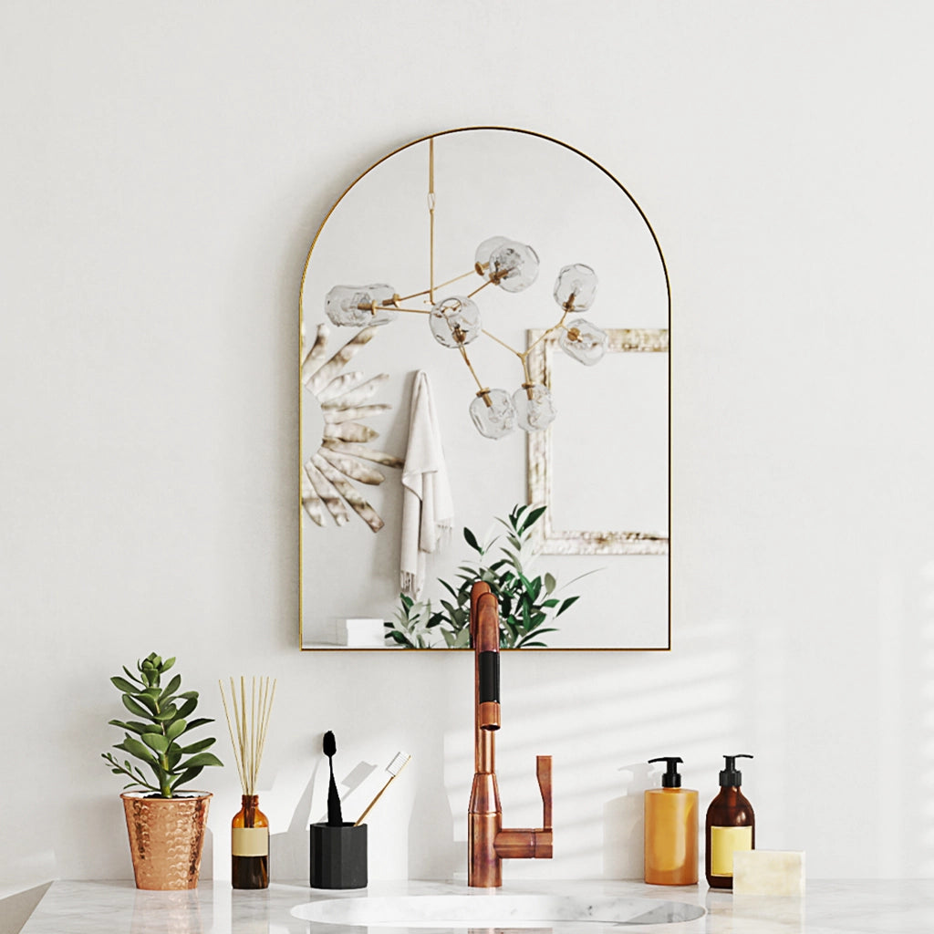 Specchio da Bagno con Cornice in Alluminio ¨C Minimal ¨C Oro 50x70 cm