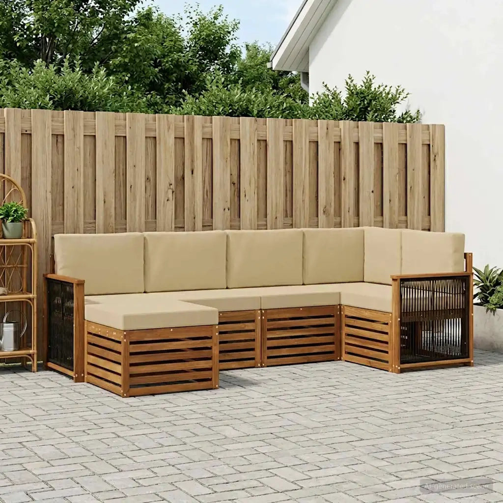 Set divano sezionale con cuscino 5 pcs Naturale 3384564