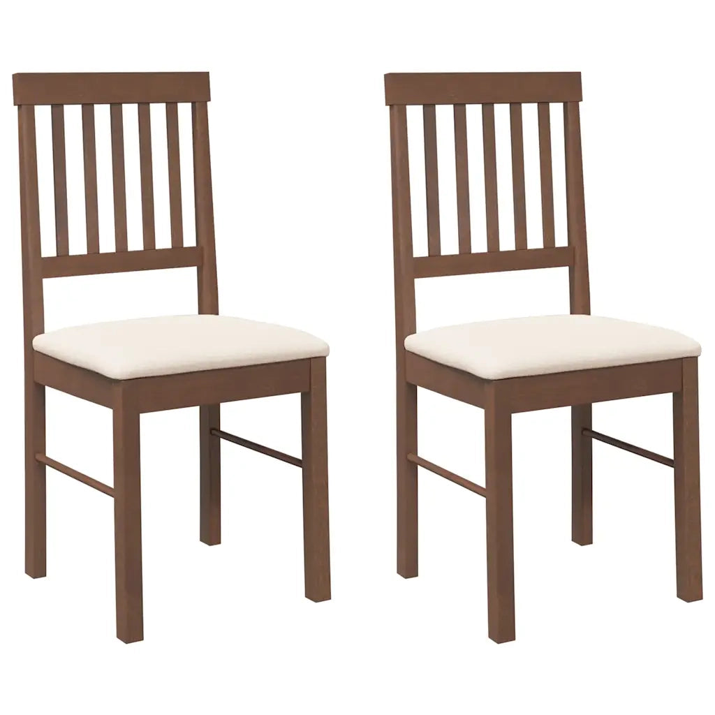 Sedie da Pranzo con Cuscini 2pz Marrone Legno Massello di Hevea 4102425