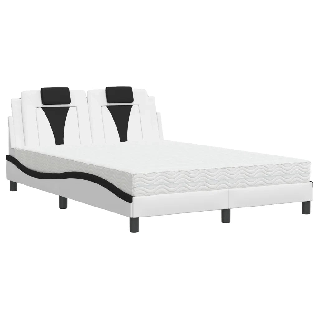 Letto Viana con Materasso Bianco e Nero 140x200 cm in Similpelle