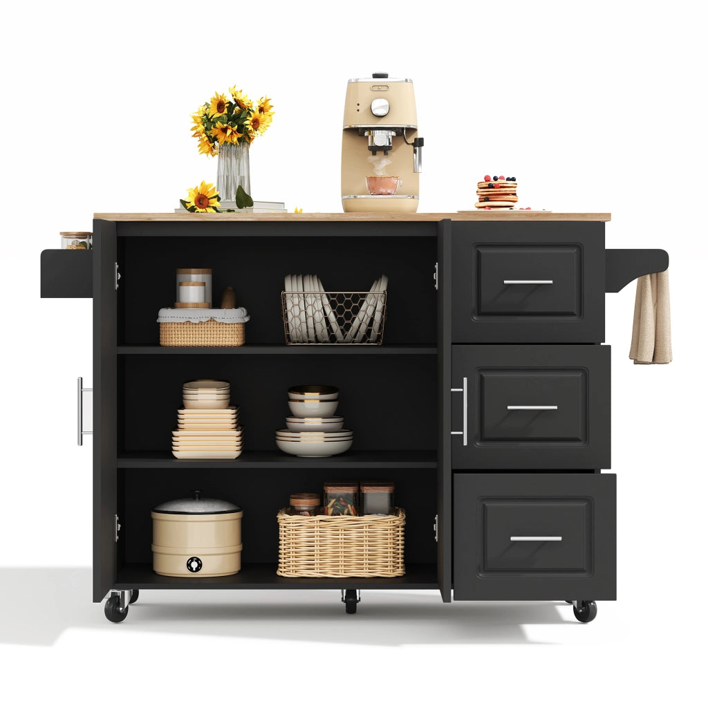 CREDENZA DA CUCINA PIEGHEVOLE 137x43(76)x92 CM NERA IN MDF