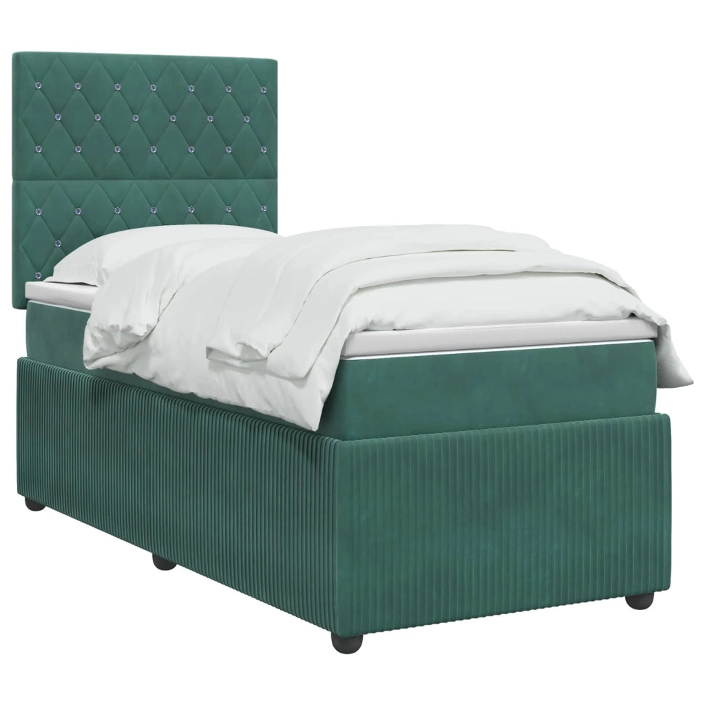 Letto box spring con materasso Verde Scuro 100 x 200 cm Velluto 3454544