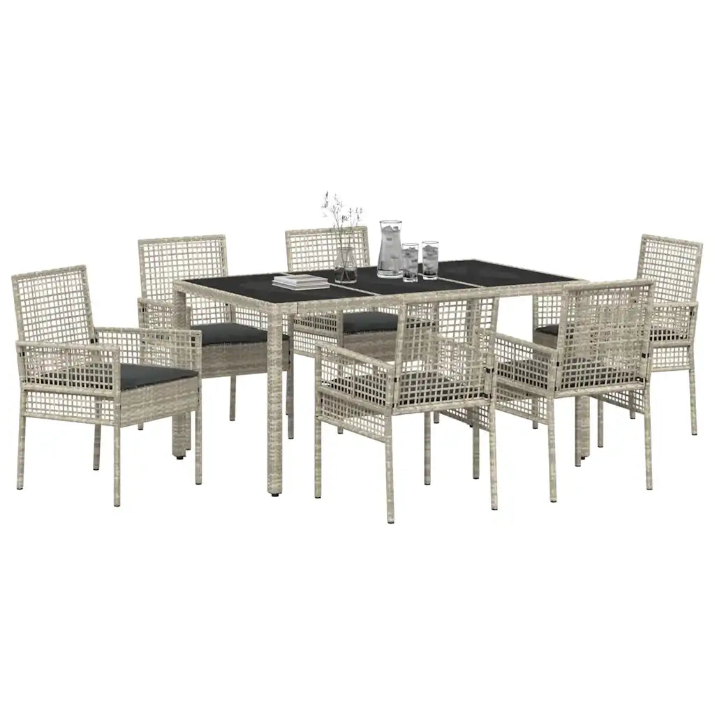 Set da Pranzo per Giardino 7 pcs Grigio chiaro polyrattan 3334898