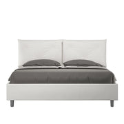 BS COM Letto matrimoniale con rete imbottito 160x200 similpelle bianco