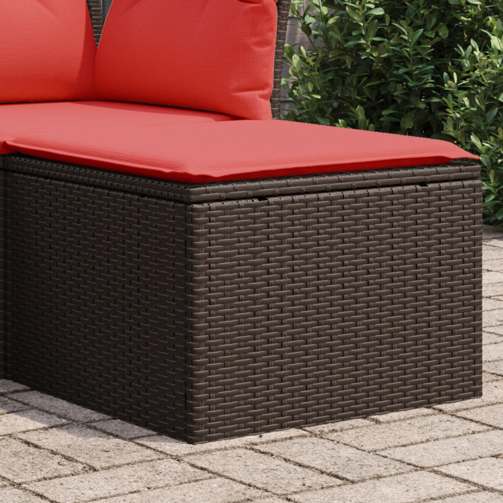 Sgabello da giardino con cuscino marrone 55x55x37 cm in polyrattan 366229