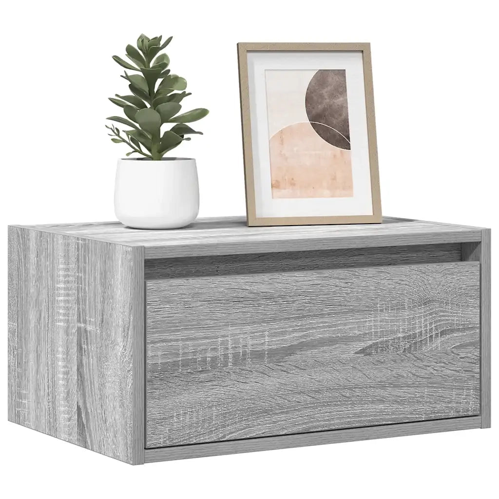 Comodini a Parete con luci LED 2 pz Grigio Sonoma 860222