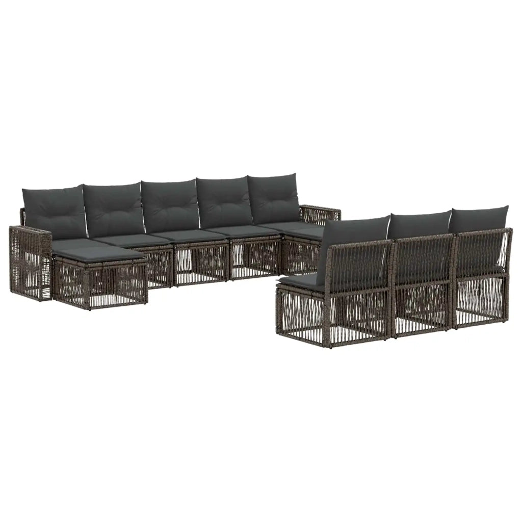 Set Divano da Giardino 10 pz Grigio e Grigio Scuro polyrattan 3435245