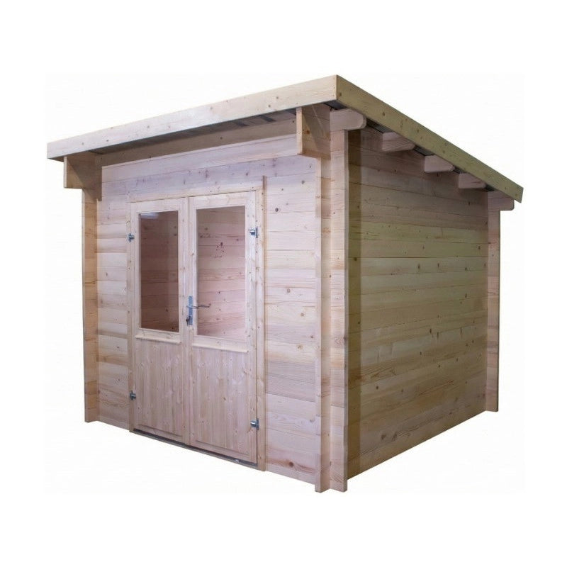 Casetta da giardino in legno 274x274 cm – Abete 42 mm con tetto in acciaio – Porta vetrata doppia – FA3030.02 Foresta
