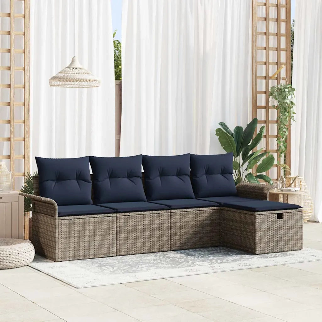 Set Divano da Giardino con cuscino 5 pcs Poly Rattan 3360196