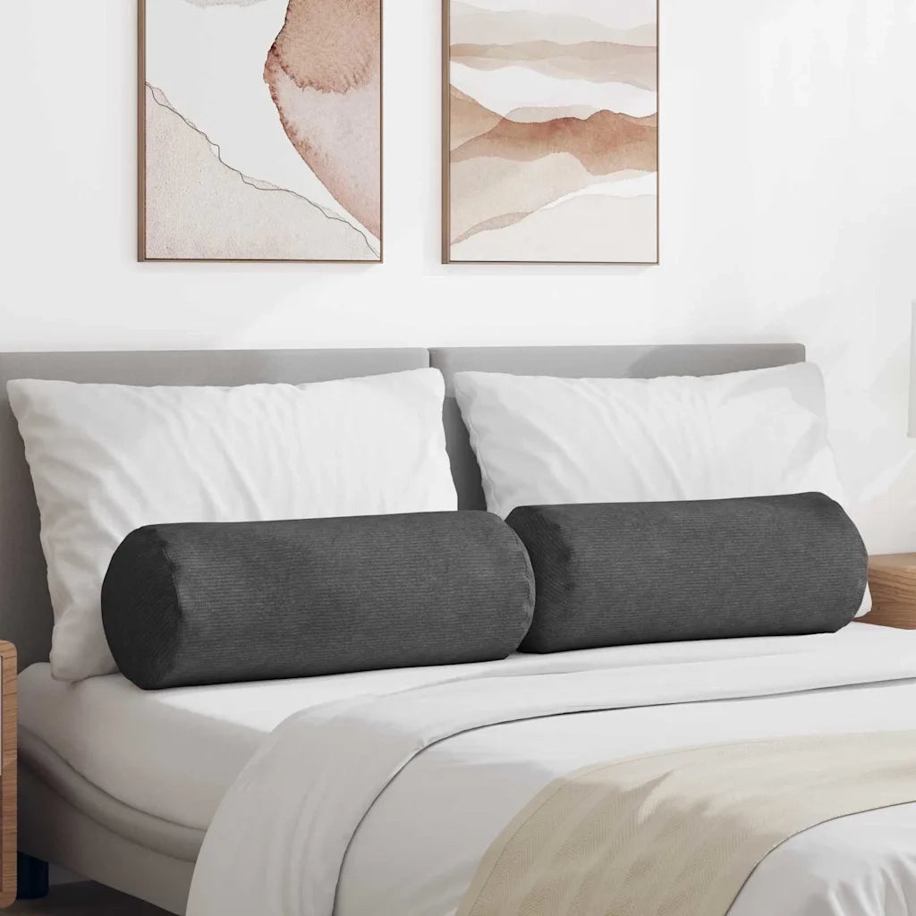 Cuscini a rullo 2 pz | Cuscini per sedie Grigio scuro ? 25 x 70 cm