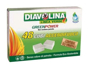 DIAVOLINA ACCENDIFUOCO GREEN POWER- - conf. 48 cubi - 24 pezzi DIAVOLINA