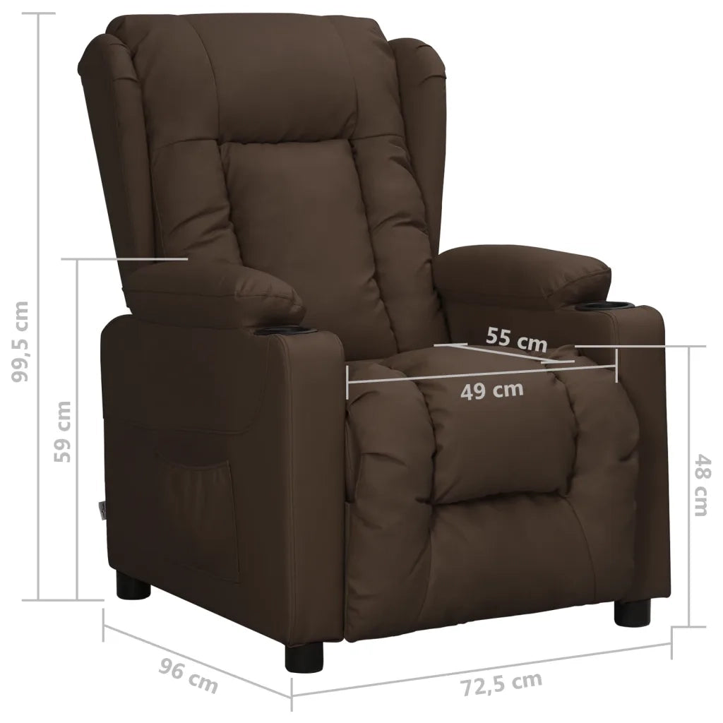 Poltrona Reclinabile Marrone in Similpelle 339069