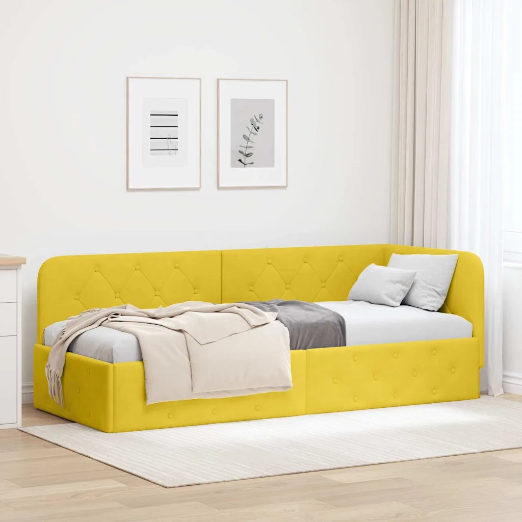 Cornice del letto ad angolo Giallo 80 x 200 cm Velluto 42016519